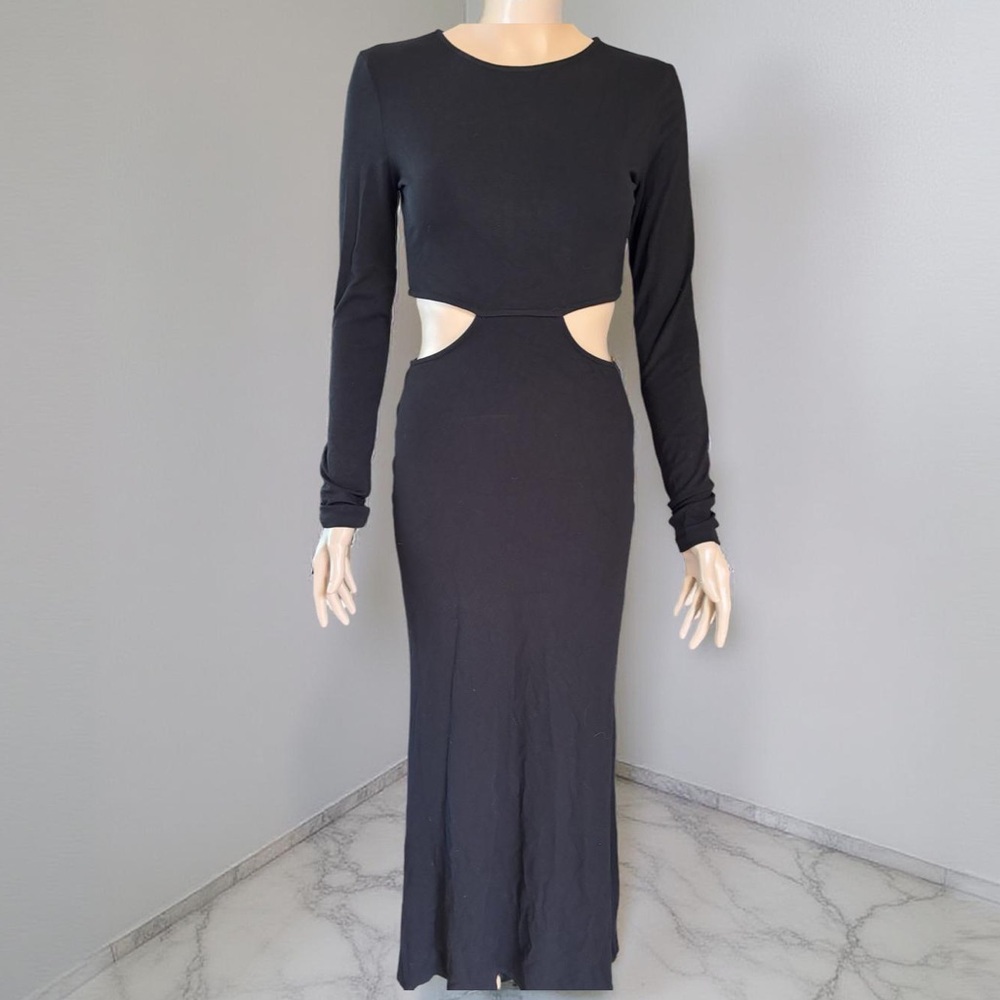 Commense Black Stretchy Bodycon Maxi Dress Medium NWT